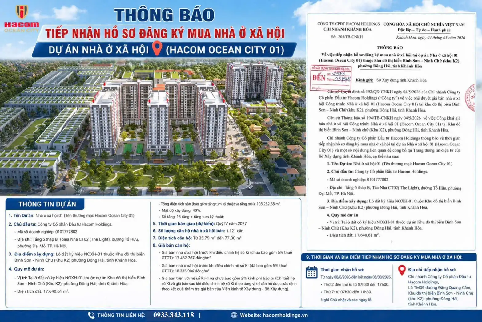 Chính Thức: Tiếp Nhận Hồ Sơ Đăng Ký Mua Nhà Ở Xã Hội Hacom Ocean City 01
