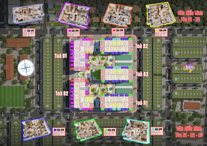 mặt bằng điển hình căn hộ hacom ocean city